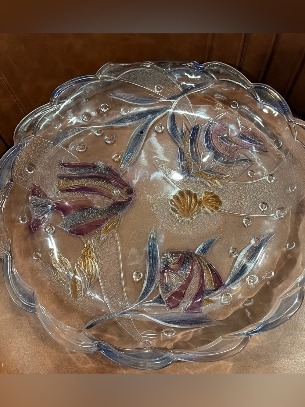 VTG Mikasa Savoir Vivre Key Largo Tropical Fish Stained Glass Serving Platter